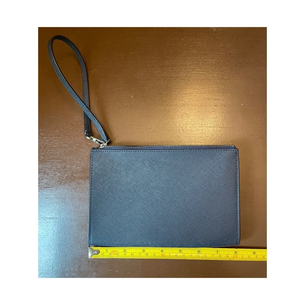 Navy Blue Wristlet Wallet Kate Spade Saffiano Leather Gold Hardware Minimalist